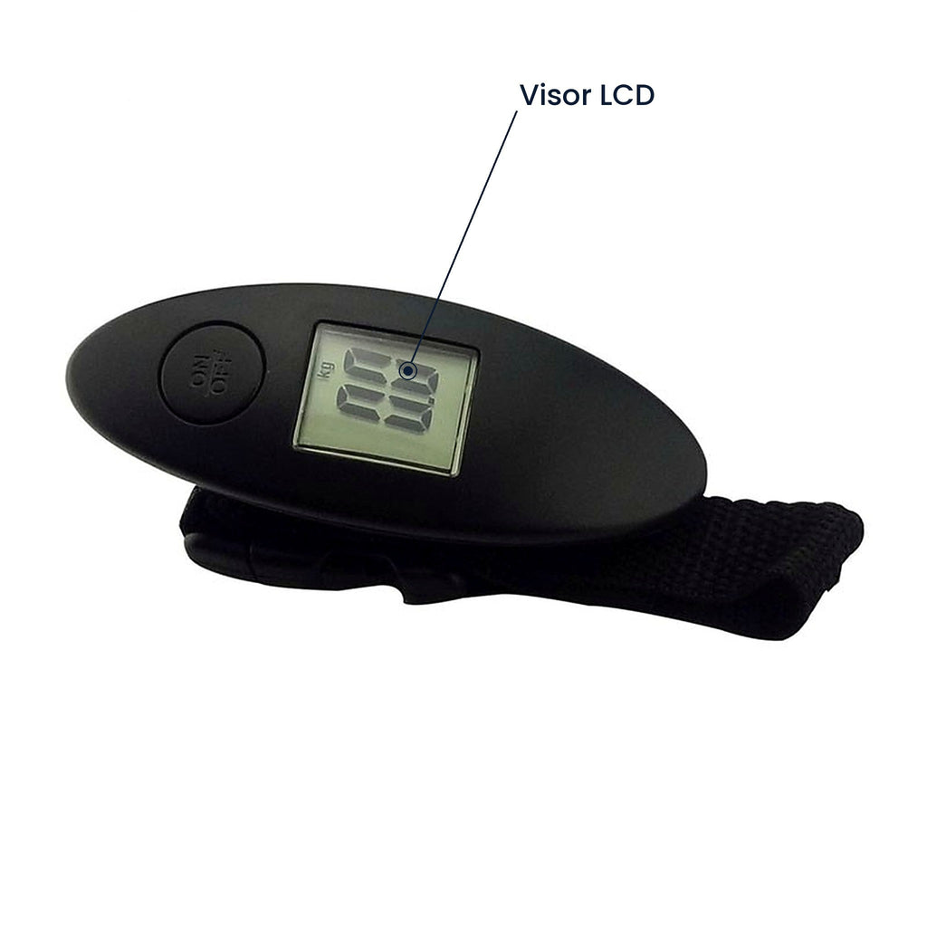 Báscula de bagagem digital preta com indicação do visor LCD