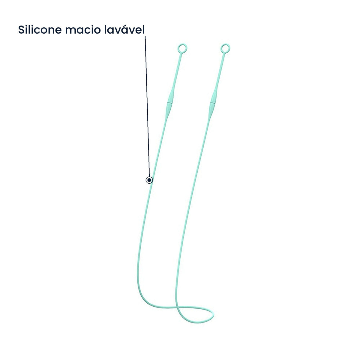 Cordão magnético verde-água com indicação de silicone macio lavável