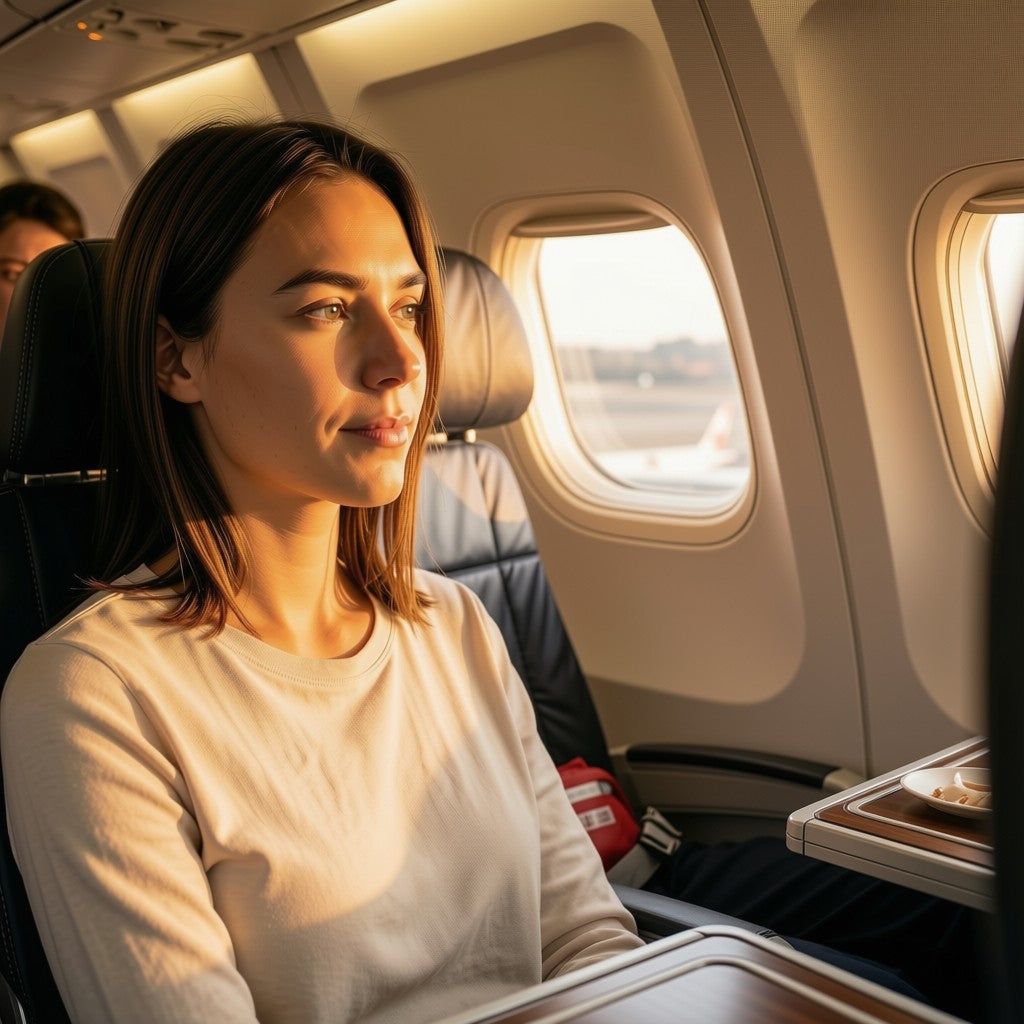 Pessoa a viajar sem a almofada de pescoço - desconforto